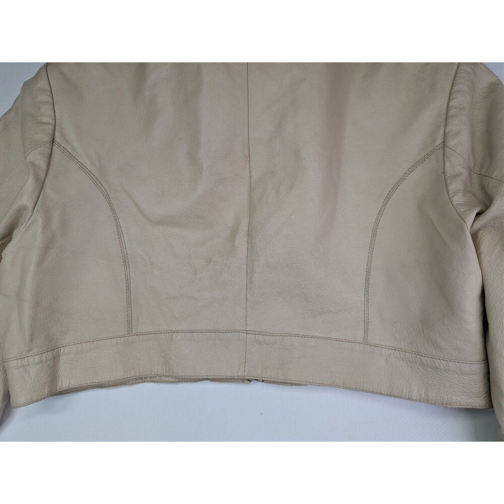 Ashley Stewart Cream Leather Jacket Women's Plus Size 1X - Picture 9 of 16